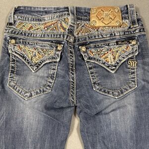 Miss Me y2K wOMENS 26 cowgirl sIG boot eMBELISHED rHINESTONES tRIBAL jeans